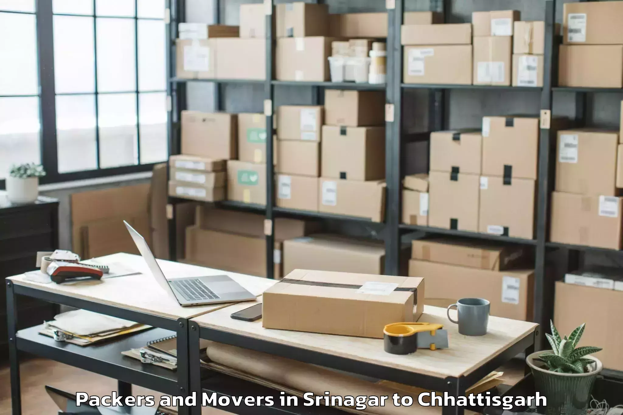 Trusted Srinagar to Jashpur Nagar Packers And Movers